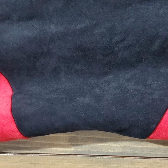 CK CALVIN KLEIN COLOR BLOCK RED BLACK SUEDE DRESS SIZE 2 - Picture 3 of 9